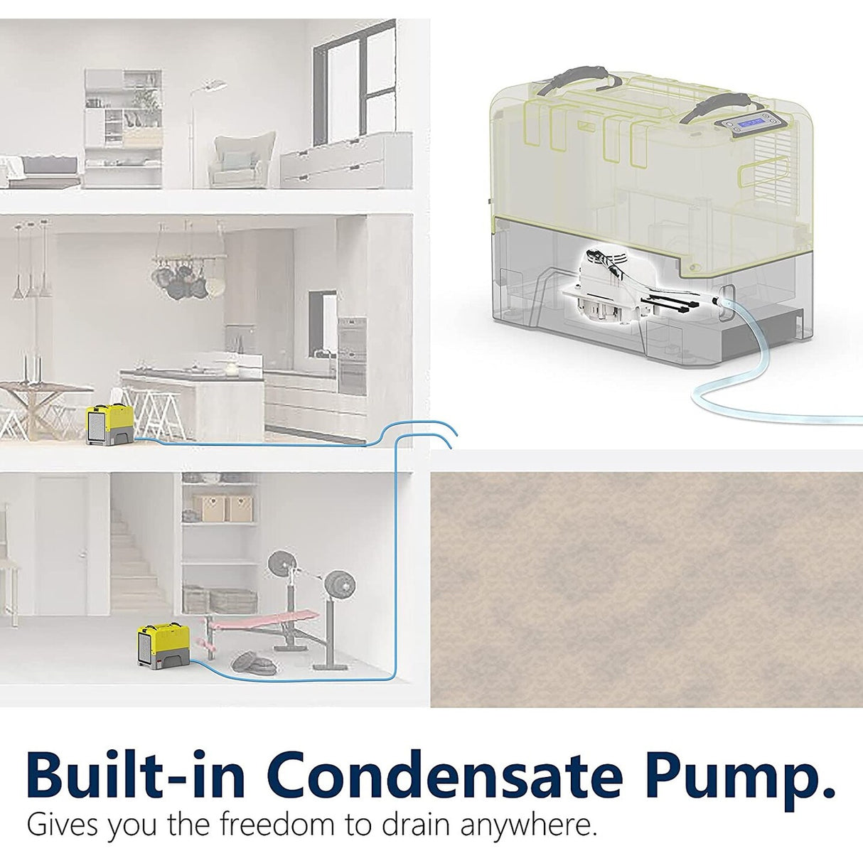AlorAir 85PPD Large Dehumidifier for commercial with Pump, Capacity up to 180 PPD at Saturation Condition