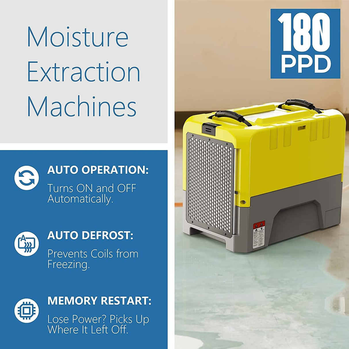AlorAir 85PPD Large Dehumidifier for commercial with Pump, Capacity up to 180 PPD at Saturation Condition