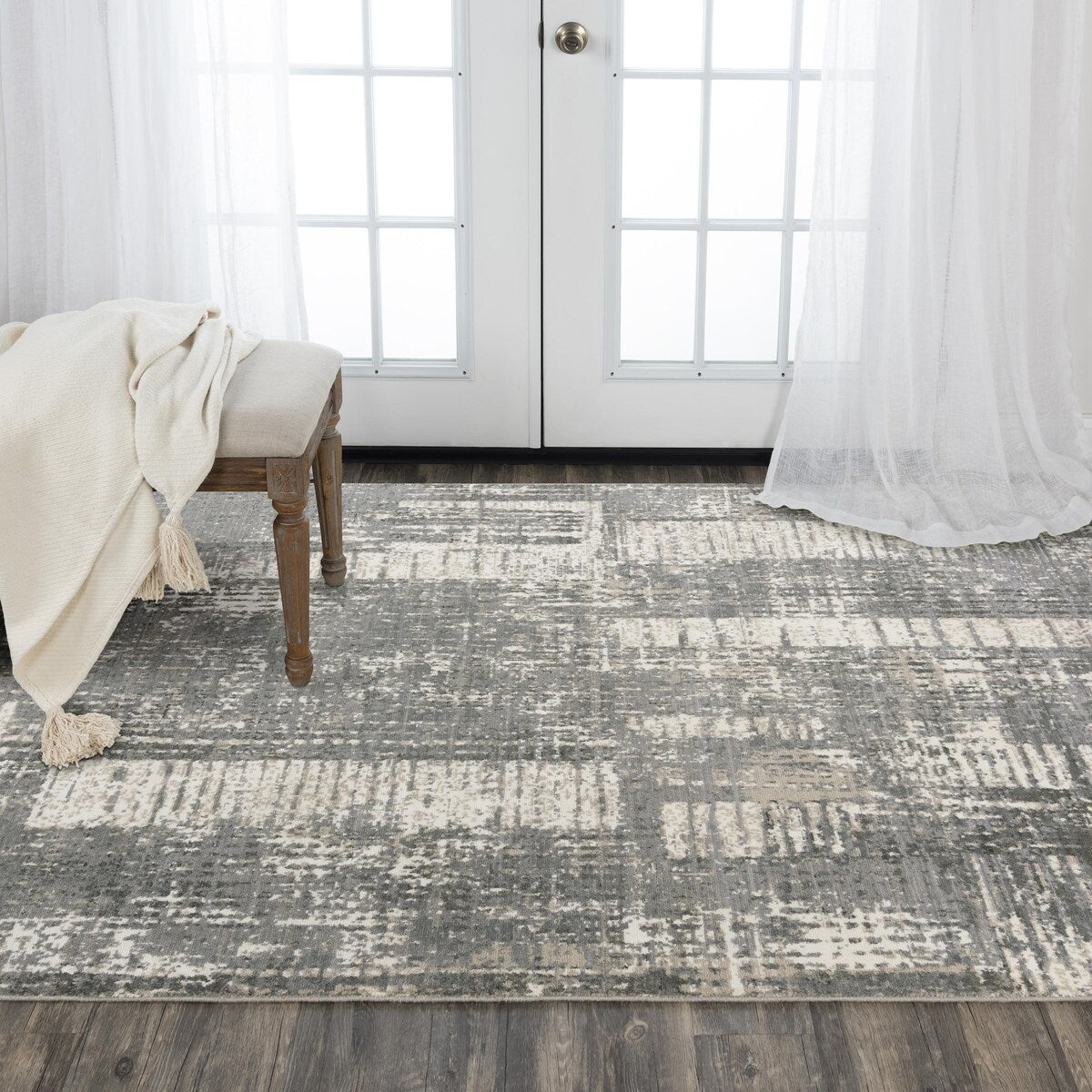 Alora Decor Aurora Transitional Gray Wool/Tencel Area Rug