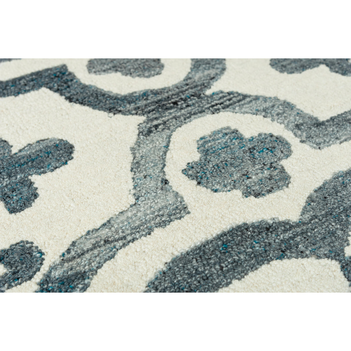 Alora Decor Neo Ivory and Blue Hand-tufted Wool Blend Rug