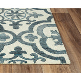 Alora Decor Neo Ivory and Blue Hand-tufted Wool Blend Rug
