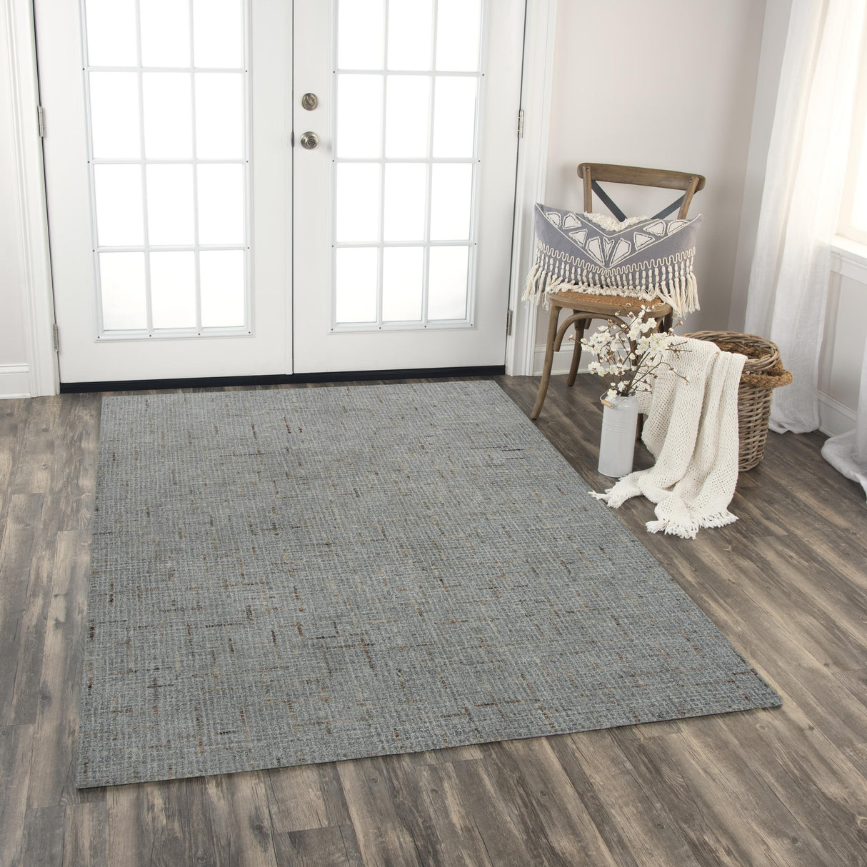 Alora Decor Zion Grey and Brown Hand-tufted Mosaic Wool Rug