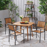 Alpina Acacia Wood 5-piece Square Table Outdoor Dining Set by Christopher Knight Home - N/A