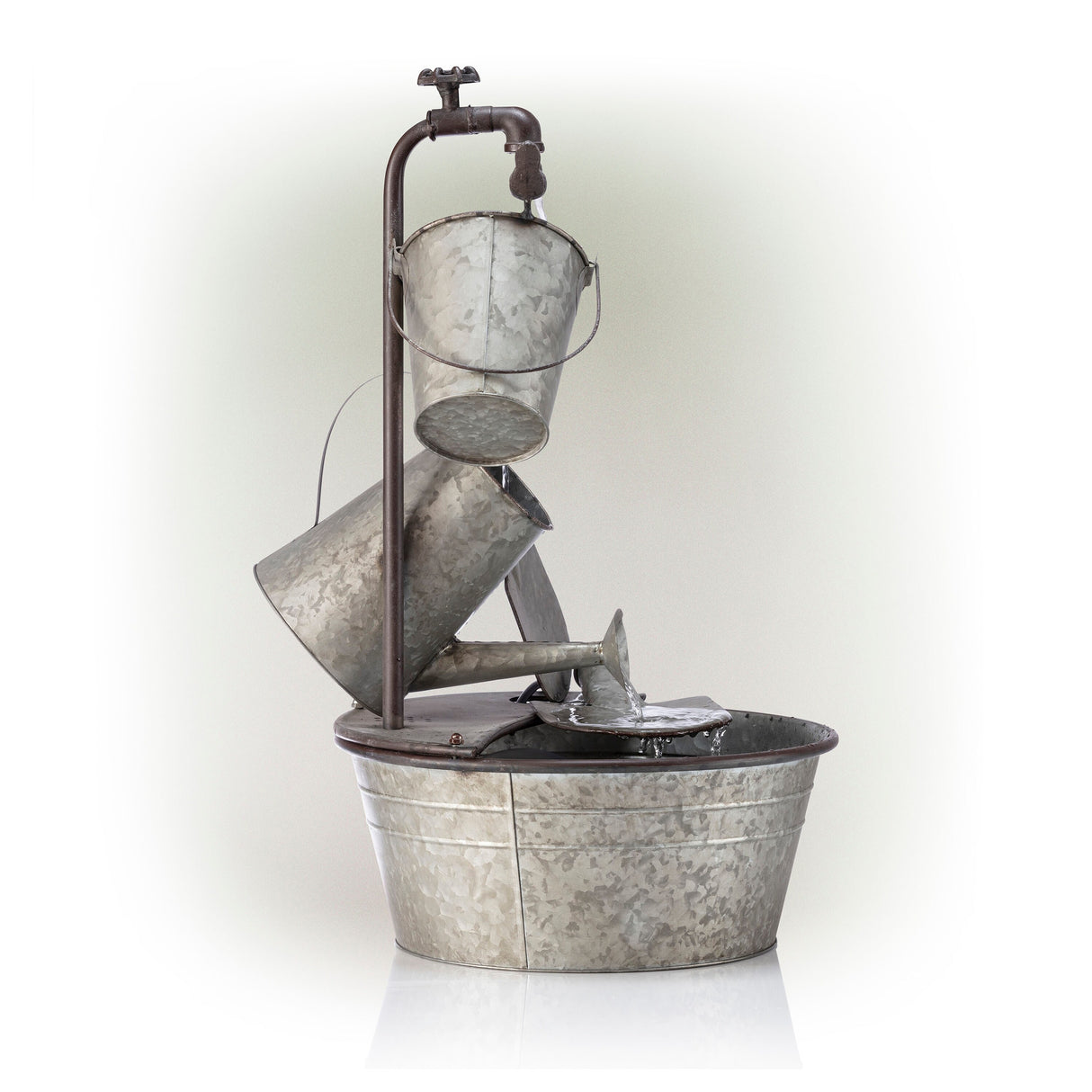 Alpine Corporation 28" Tall Outdoor 3-Tier Metal Garden Tools Water Fountain