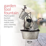 Alpine Corporation 28" Tall Outdoor 3-Tier Metal Garden Tools Water Fountain