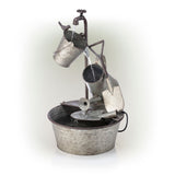 Alpine Corporation 28" Tall Outdoor 3-Tier Metal Garden Tools Water Fountain