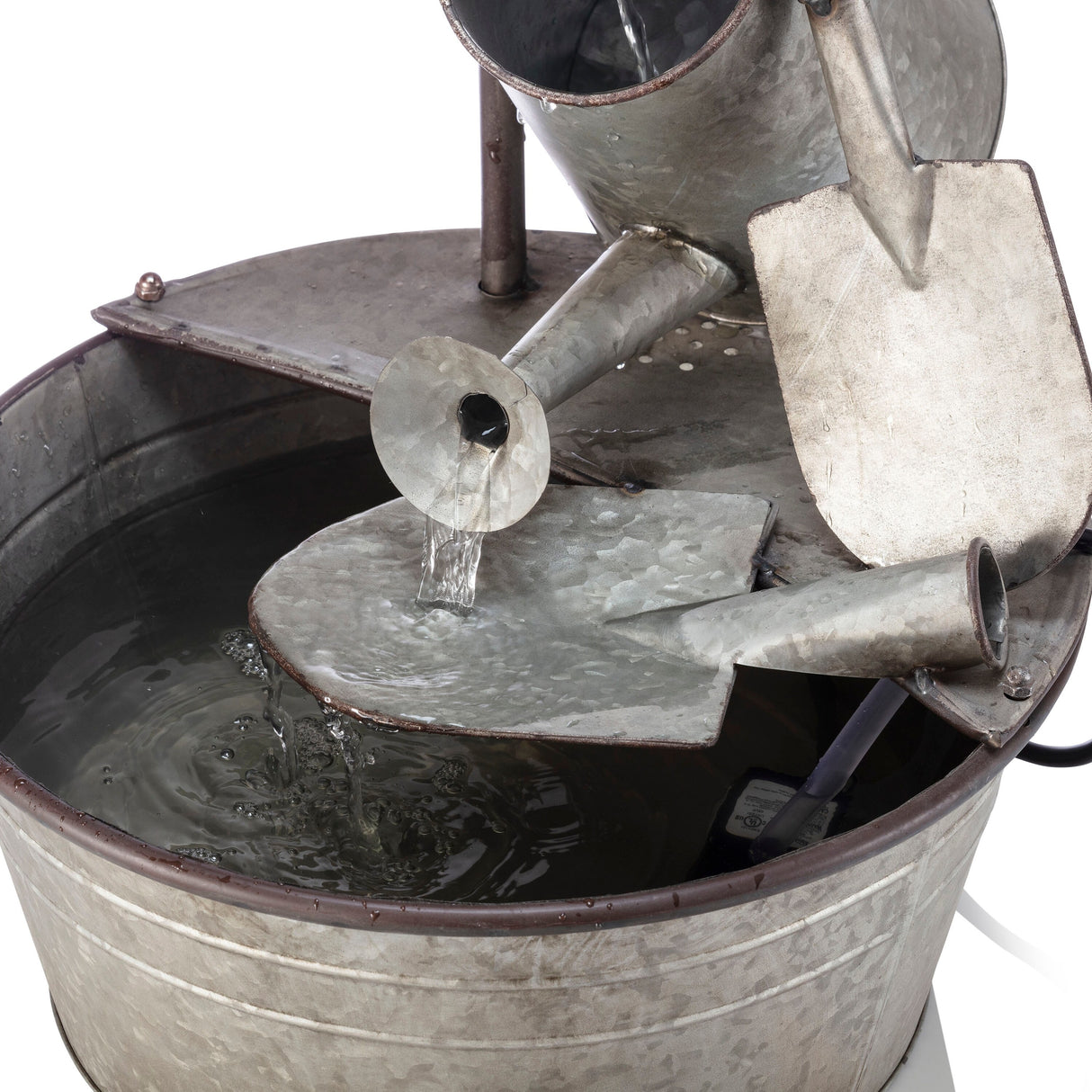 Alpine Corporation 28" Tall Outdoor 3-Tier Metal Garden Tools Water Fountain