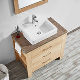 Alpine 36" Single Vanity in Glacier Canyon Oak with White Drop-In Porcelain Vessel Sink with Mirror