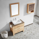 Alpine 36" Single Vanity in Glacier Canyon Oak with White Drop-In Porcelain Vessel Sink with Mirror