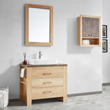 Alpine 36" Single Vanity in Glacier Canyon Oak with White Drop-In Porcelain Vessel Sink with Mirror