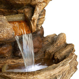 Alpine Corporation 52" Tall Outdoor 5-Tier Tree Trunk Water Floor Fountain with LED Lights