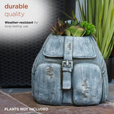 Alpine Corporation 12" Tall Indoor/Outdoor Denim Backpack with Snail Planter Yard Decoration, Blue