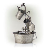 Alpine Corporation 28" Tall Outdoor 3-Tier Metal Garden Tools Water Fountain