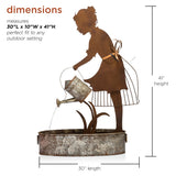Alpine Corporation 33" Tall Rustic Farmer Silhouette and Watering Can Fountain Yard Decoration