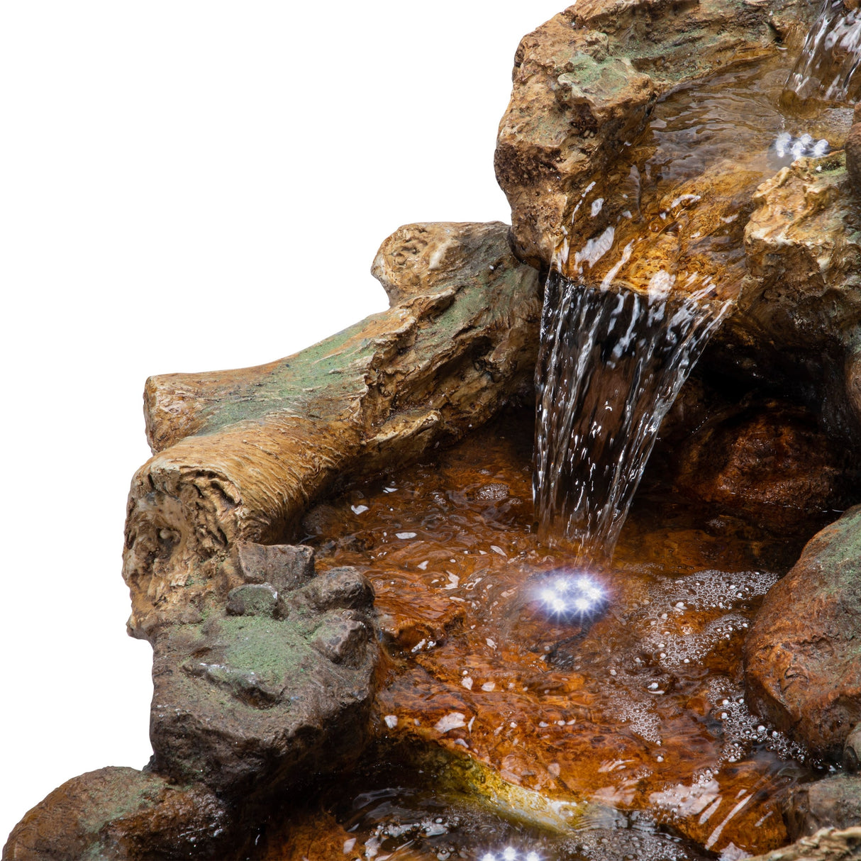 Alpine Corporation TZL288 41" Brown Indoor Outdoor Waterfalls Floor Fountain with LED Lights