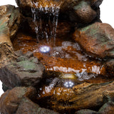 Alpine Corporation TZL288 41" Brown Indoor Outdoor Waterfalls Floor Fountain with LED Lights