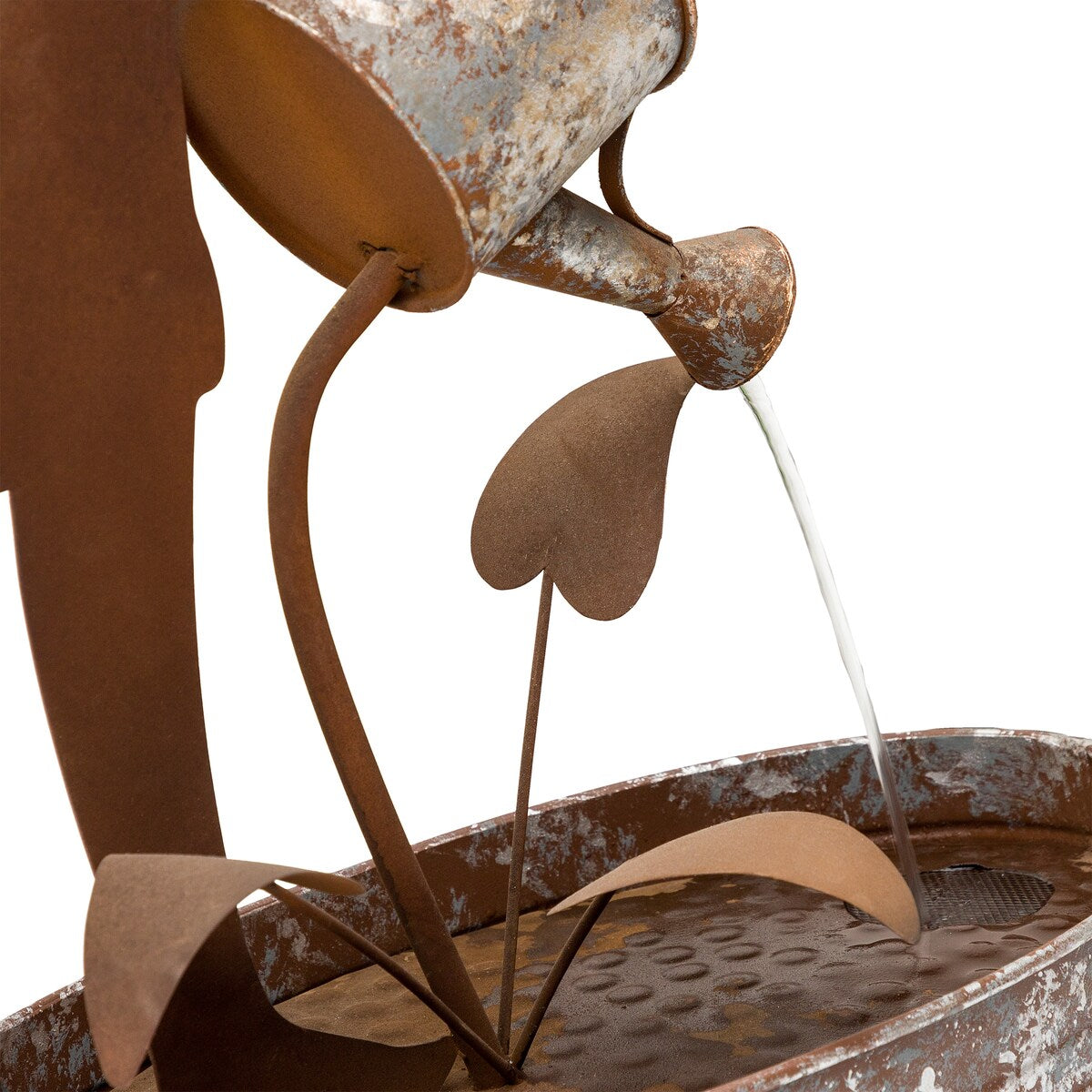 Alpine Corporation 33" Tall Rustic Farmer Silhouette and Watering Can Fountain Yard Decoration