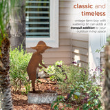 Alpine Corporation 33" Tall Rustic Farmer Silhouette and Watering Can Fountain Yard Decoration
