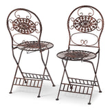 Alpine Corporation Indoor/Outdoor 3-Piece Oval Bistro Set Folding Table and Chairs Patio Seating, Bronze