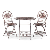 Alpine Corporation Indoor/Outdoor 3-Piece Oval Bistro Set Folding Table and Chairs Patio Seating, Bronze