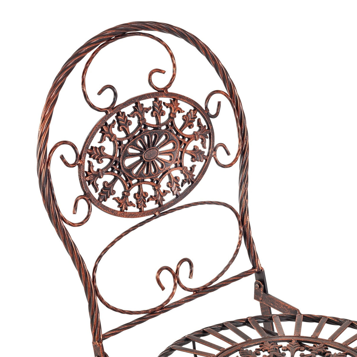 Alpine Corporation Indoor/Outdoor 3-Piece Oval Bistro Set Folding Table and Chairs Patio Seating, Bronze