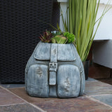 Alpine Corporation 12" Tall Indoor/Outdoor Denim Backpack with Snail Planter Yard Decoration, Blue