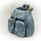 Alpine Corporation 12" Tall Indoor/Outdoor Denim Backpack with Snail Planter Yard Decoration, Blue