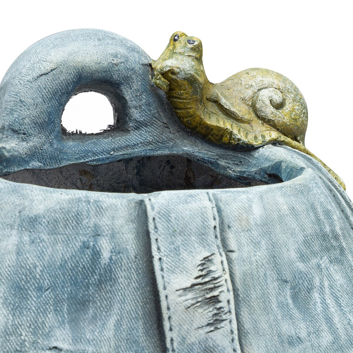 Alpine Corporation 12" Tall Indoor/Outdoor Denim Backpack with Snail Planter Yard Decoration, Blue
