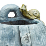 Alpine Corporation 12" Tall Indoor/Outdoor Denim Backpack with Snail Planter Yard Decoration, Blue