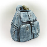 Alpine Corporation 12" Tall Indoor/Outdoor Denim Backpack with Snail Planter Yard Decoration, Blue