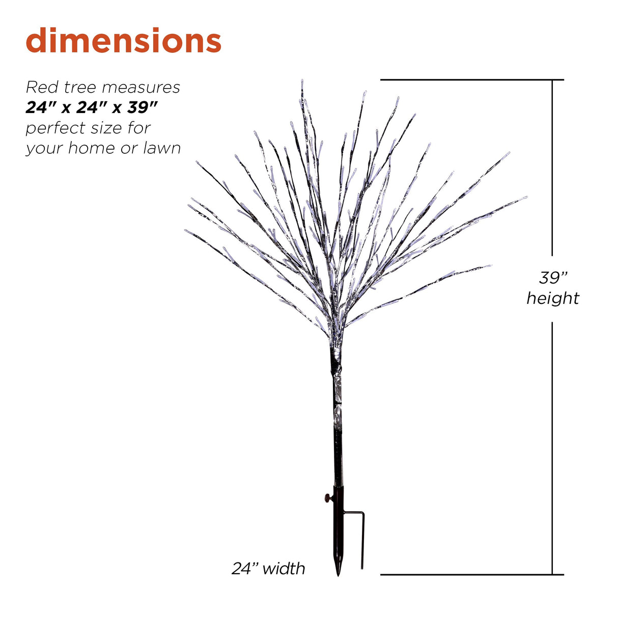 Alpine Corporation 39"H Indoor/Outdoor Metallic Foil Tree Stake Holiday Decoration with Green LED Lights