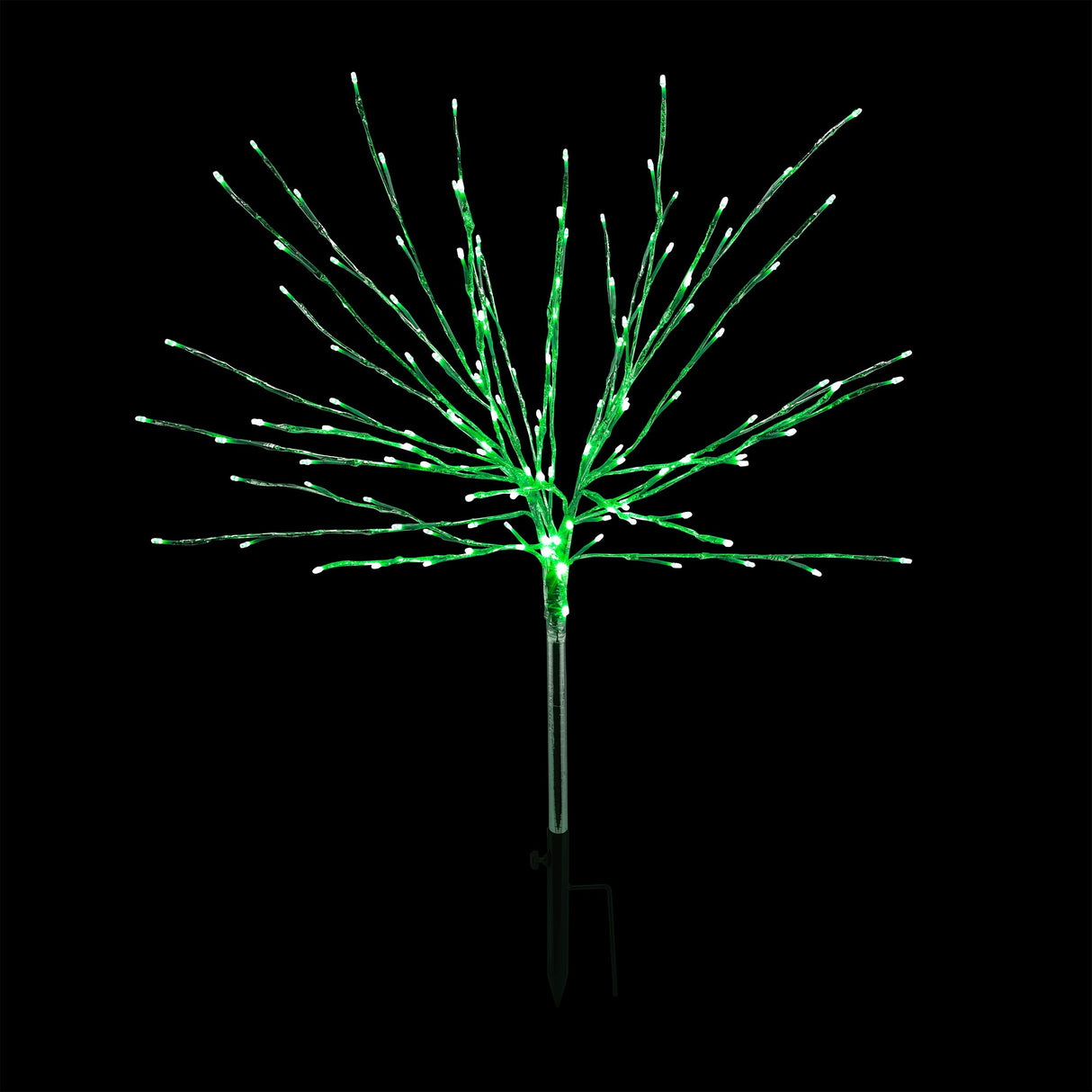 Alpine Corporation 39"H Indoor/Outdoor Metallic Foil Tree Stake Holiday Decoration with Green LED Lights