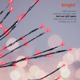 Alpine Corporation 39"H Indoor/Outdoor Metallic Foil Tree Stake Holiday Decoration with Green LED Lights