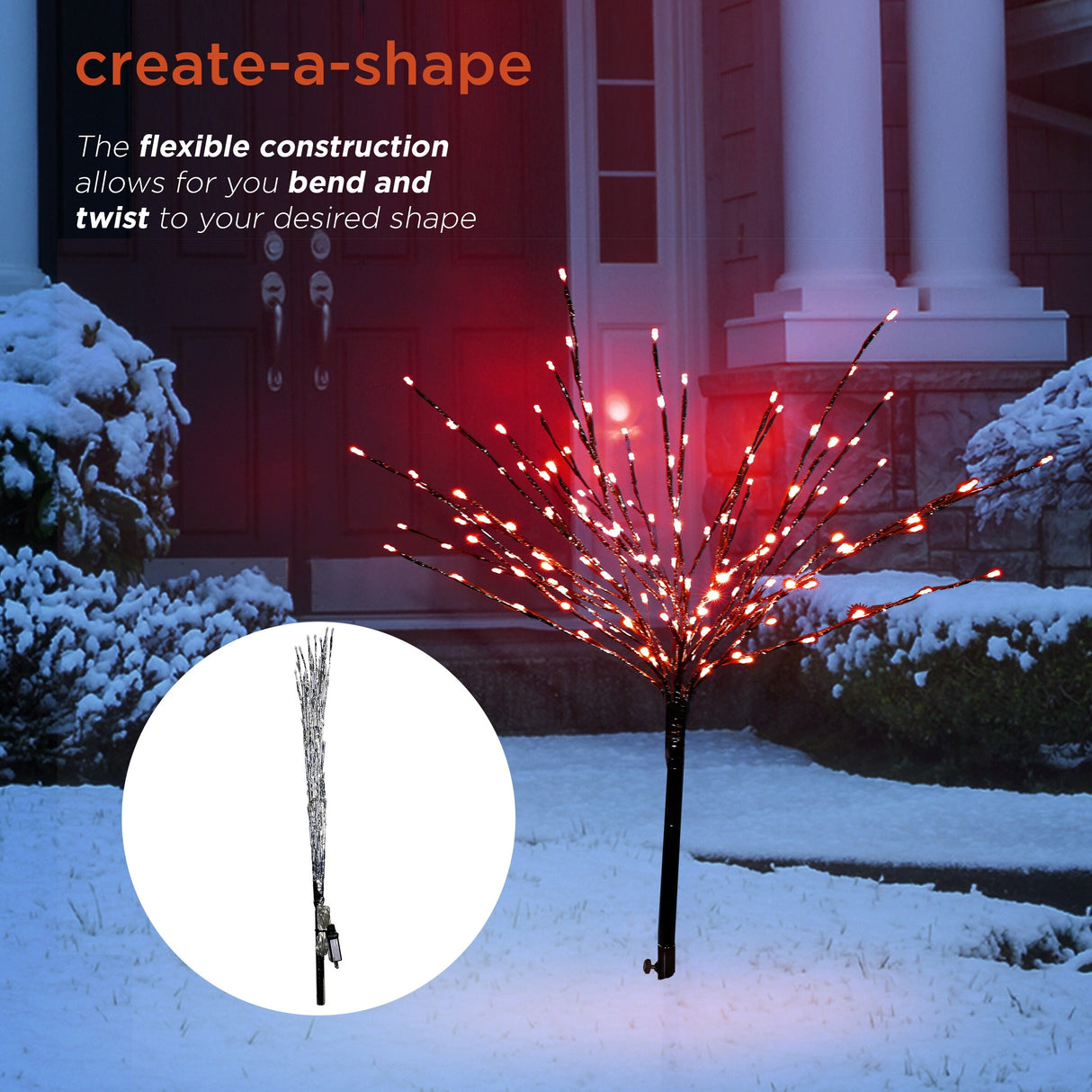 Alpine Corporation 39"H Indoor/Outdoor Metallic Foil Tree Stake Holiday Decoration with Green LED Lights