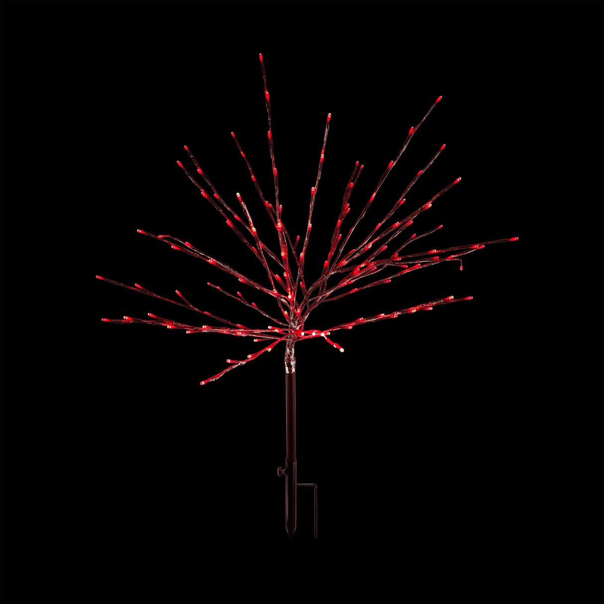 Alpine Corporation 39"H Indoor/Outdoor Metallic Foil Tree Stake Holiday Decoration with Green LED Lights