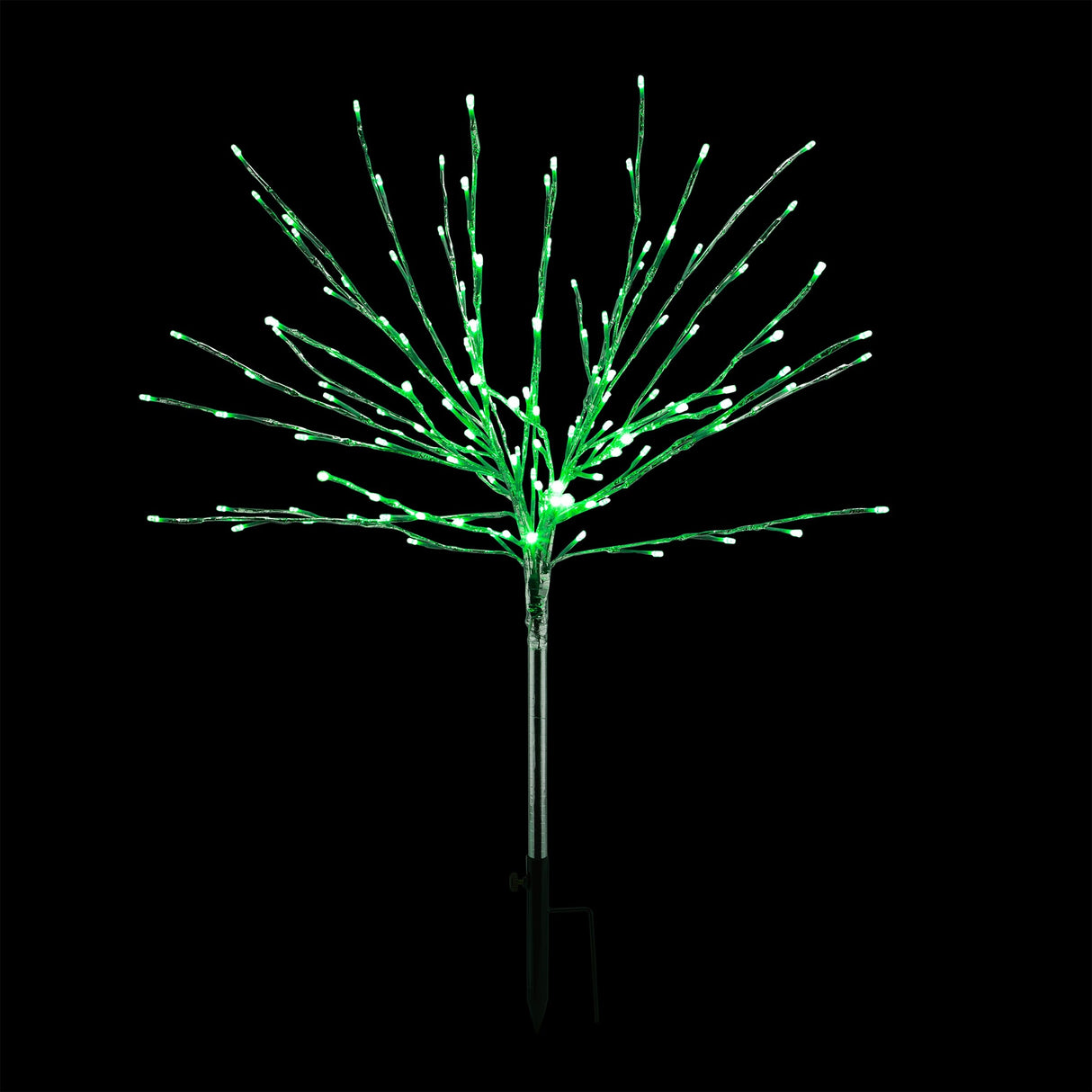 Alpine Corporation 39"H Indoor/Outdoor Metallic Foil Tree Stake Holiday Decoration with Green LED Lights