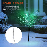 Alpine Corporation 39"H Indoor/Outdoor Metallic Foil Tree Stake Holiday Decoration with Green LED Lights