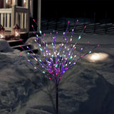 Alpine Corporation 39"H Indoor/Outdoor Metallic Foil Tree Stake Holiday Decoration with Green LED Lights