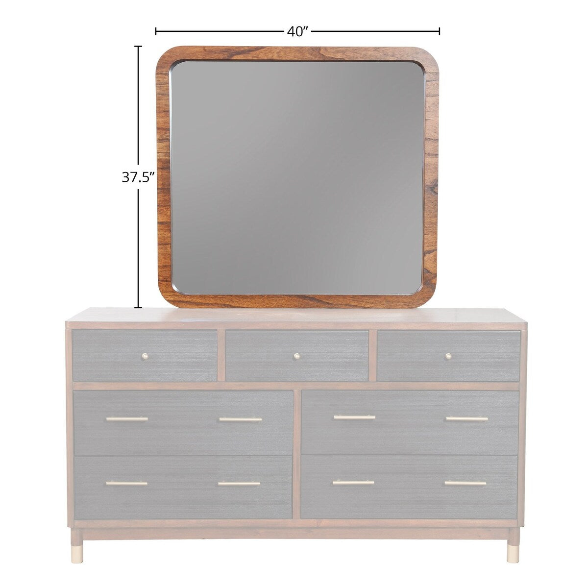 Alpine Furniture Belham Wood Mirror in Dark Walnut (Brown)
