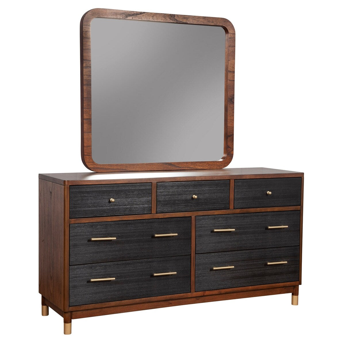 Alpine Furniture Belham Wood Mirror in Dark Walnut (Brown)