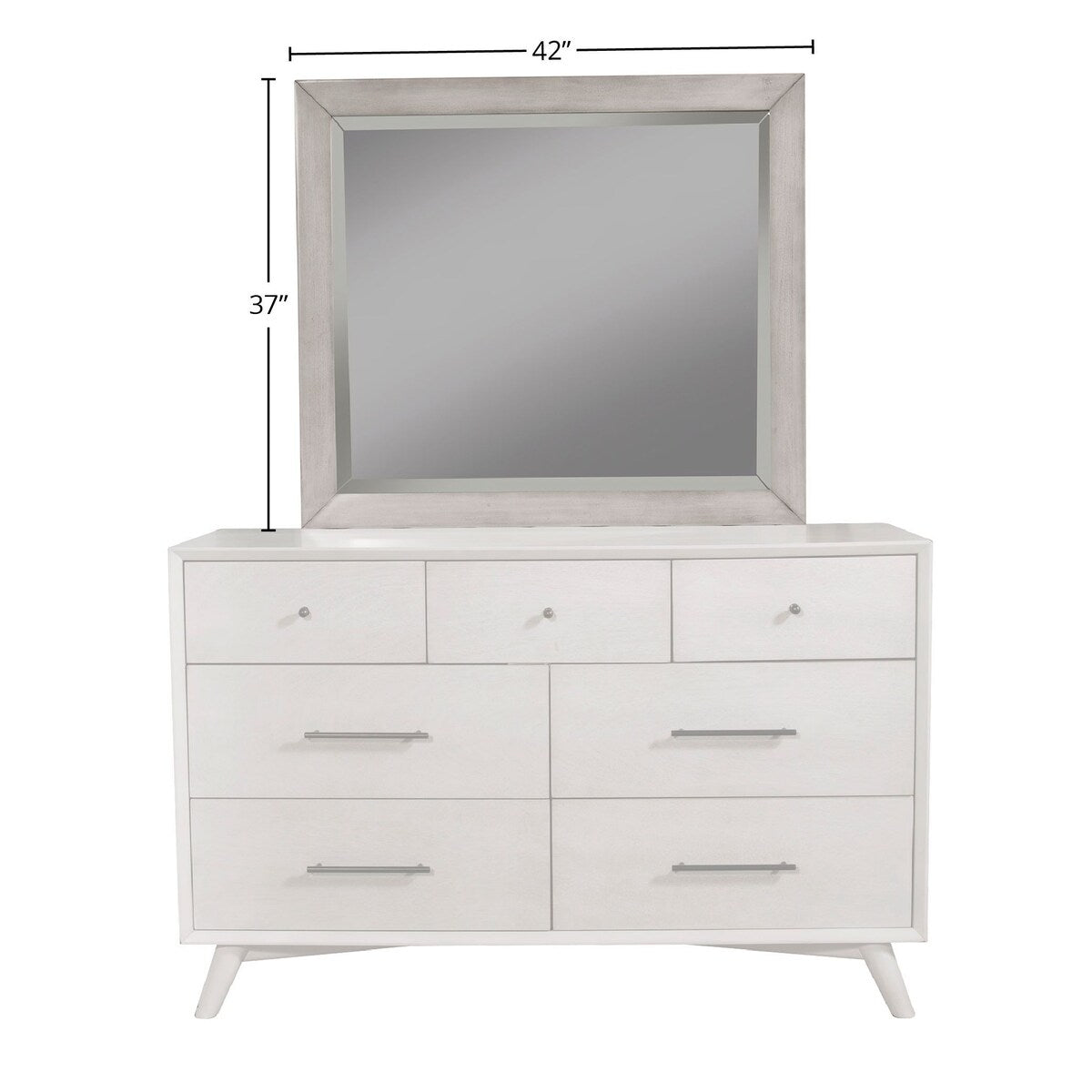 Alpine Furniture Flynn Mid Century Modern Wood Bedroom Mirror in Gray - Grey