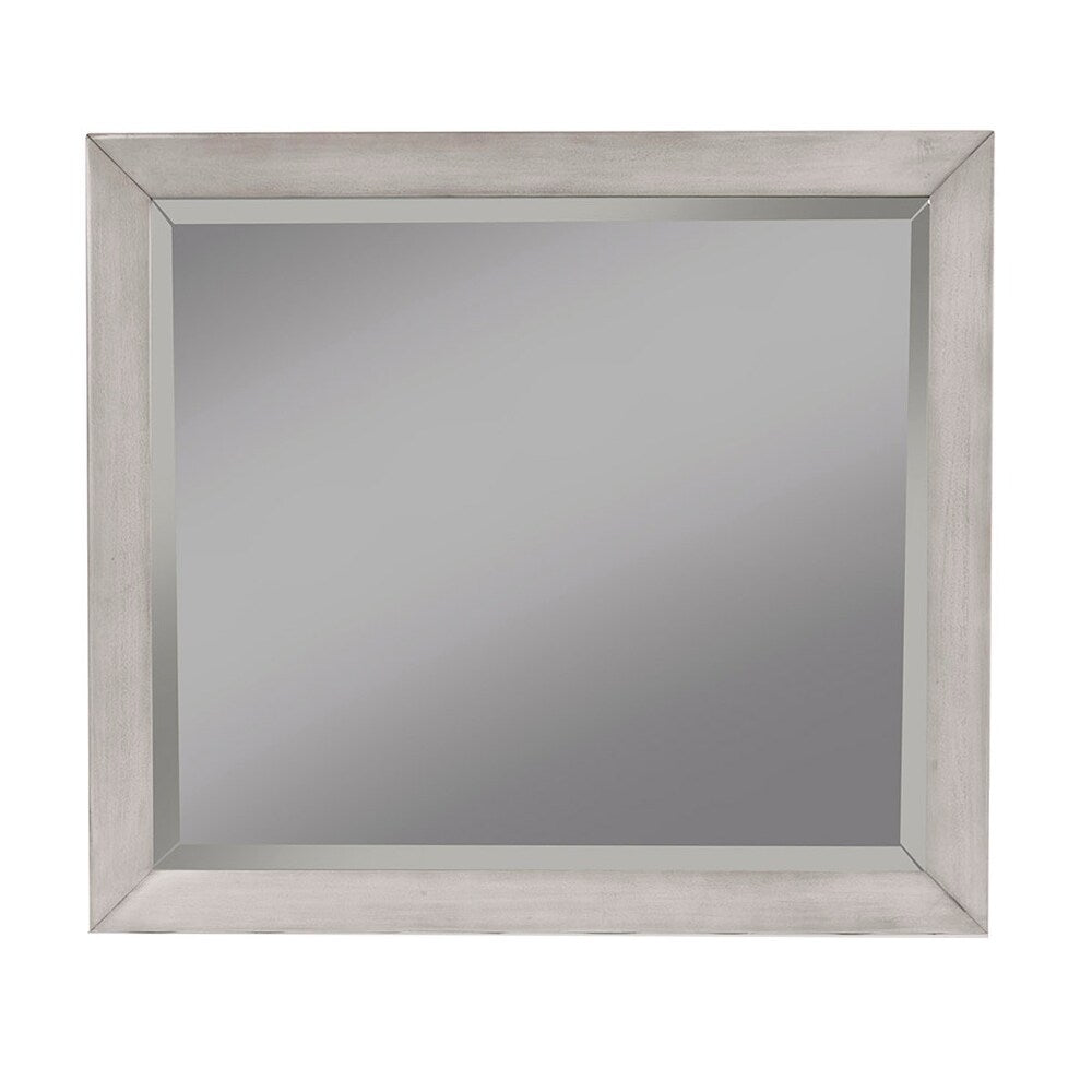 Alpine Furniture Flynn Mid Century Modern Wood Bedroom Mirror in Gray - Grey