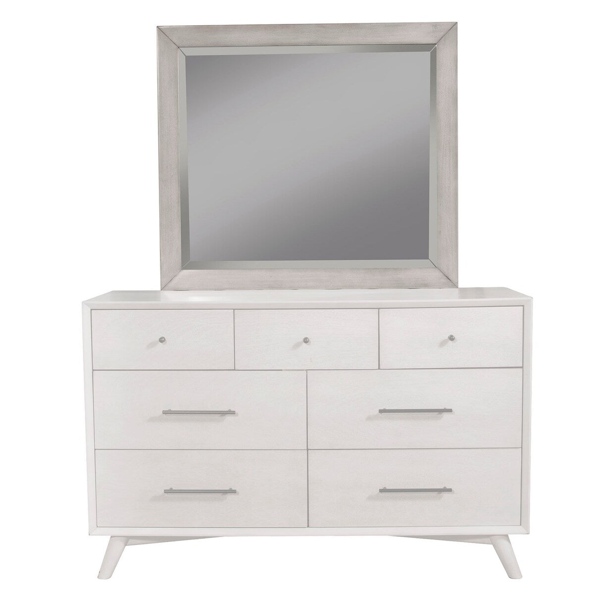 Alpine Furniture Flynn Mid Century Modern Wood Bedroom Mirror in Gray - Grey