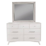 Alpine Furniture Flynn Mid Century Modern Wood Bedroom Mirror in Gray - Grey