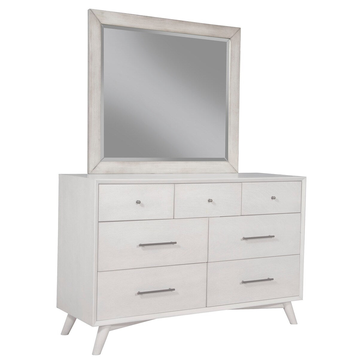 Alpine Furniture Flynn Mid Century Modern Wood Bedroom Mirror in Gray - Grey