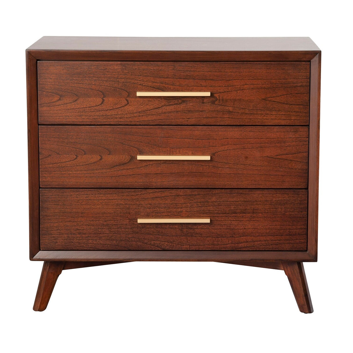 Alpine Furniture Gramercy 3 Drawer Small Wood Chest in Walnut (Brown)