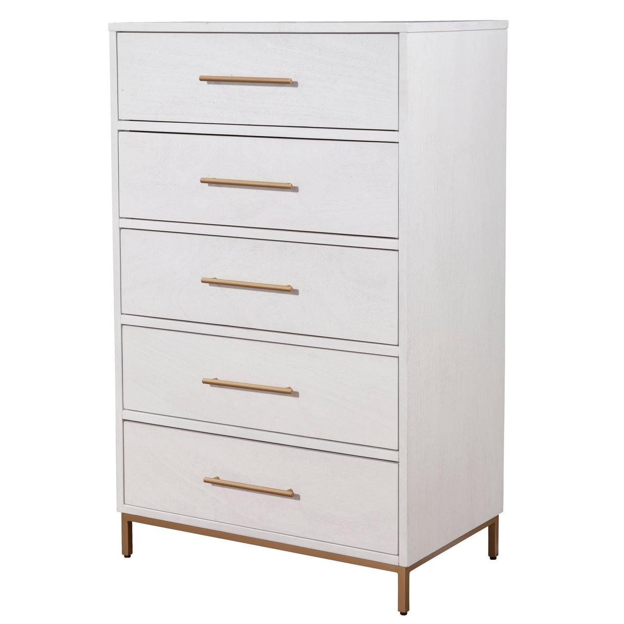 Alpine Furniture Madelyn Five Drawer Wood Chest in White