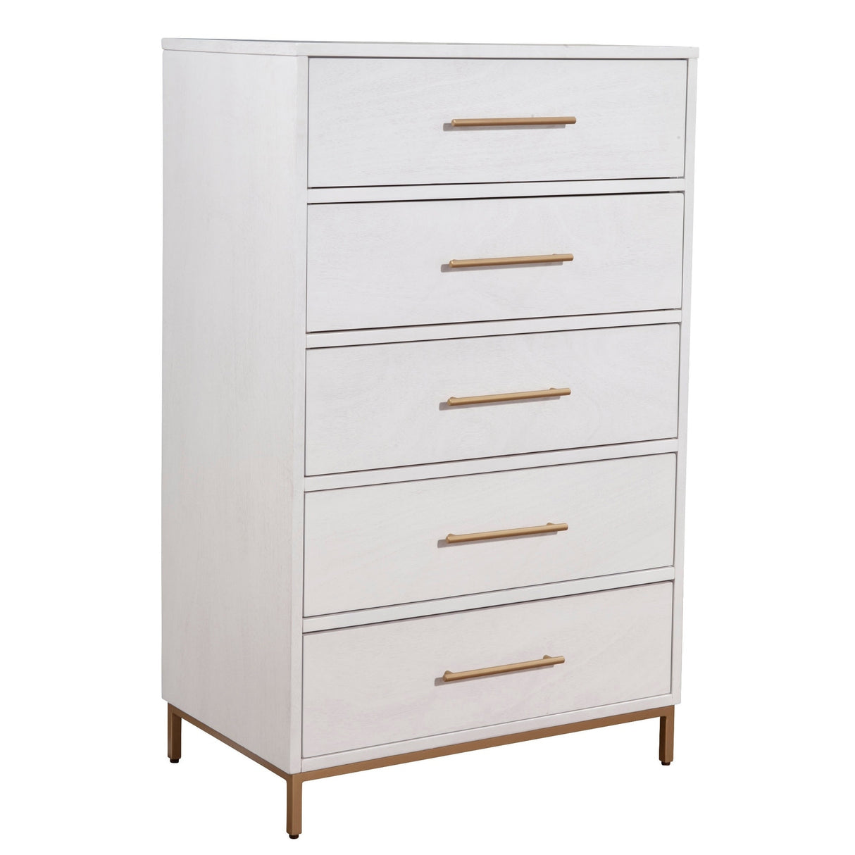 Alpine Furniture Madelyn Five Drawer Wood Chest in White
