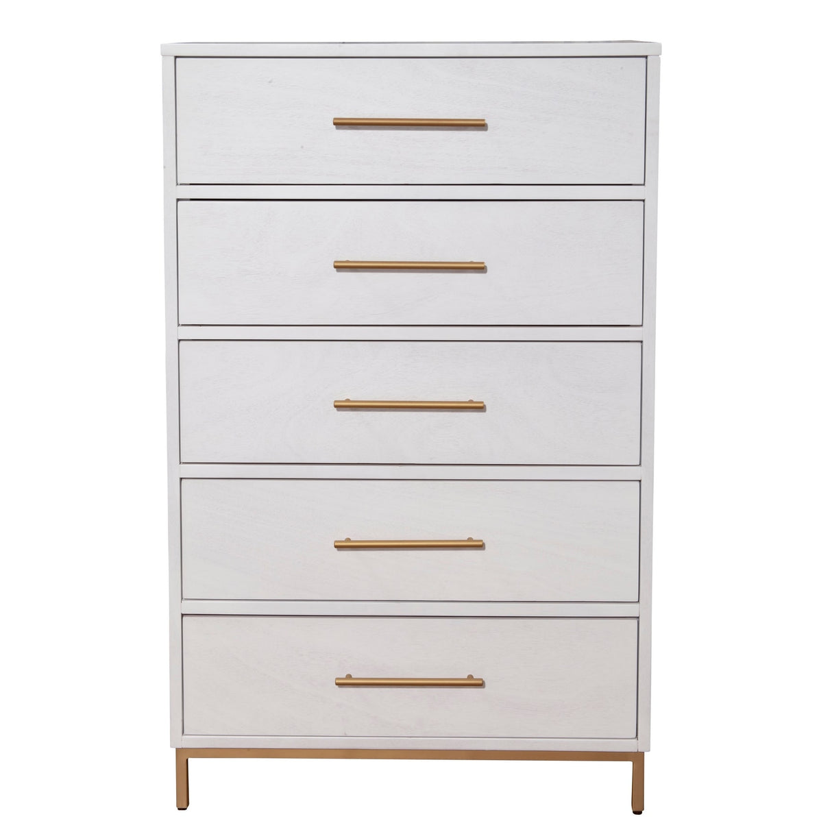Alpine Furniture Madelyn Five Drawer Wood Chest in White