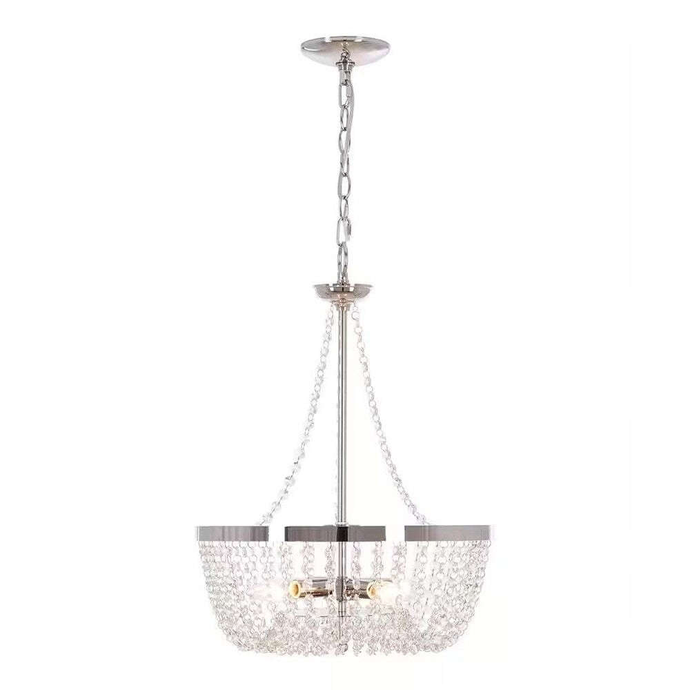 Alsy 16"W 4-Lights Bling Polished Nickel Pendant Chandelier with Crystal Glass Beads